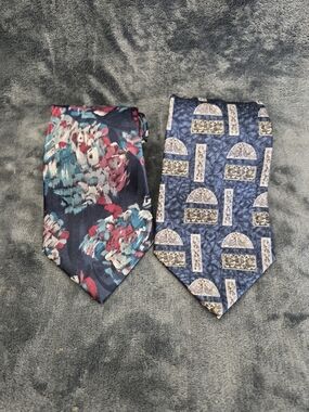 Vtg Pierre Cardin Designer Neck TiesAdult Multi Colored 57 Inch Aprox  Blue Red